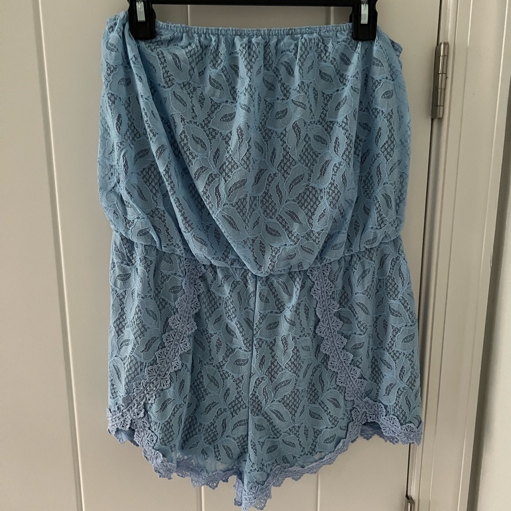 Free people periwinkle lace strapless romper